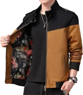 GYori Men's Spring Autumn Bomber Jacket Patchwork Casual Windbreaker Jacket Coat Tactical Military Jacket