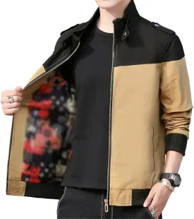 GYori Men's Spring Autumn Bomber Jacket Patchwork Casual Windbreaker Jacket Coat Tactical Military Jacket
