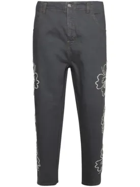 Hibiscus Embroidered Jeans