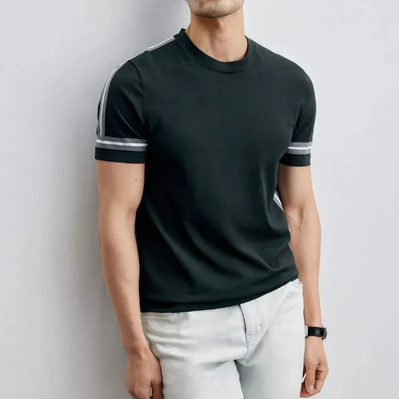 Hnzxzm Fashion Men Versatile Short Sleeve T-shirt Summer Male Clothes Korean Streetwear Casual O-Neck Basic Bottoming Ice Silk Thin Top