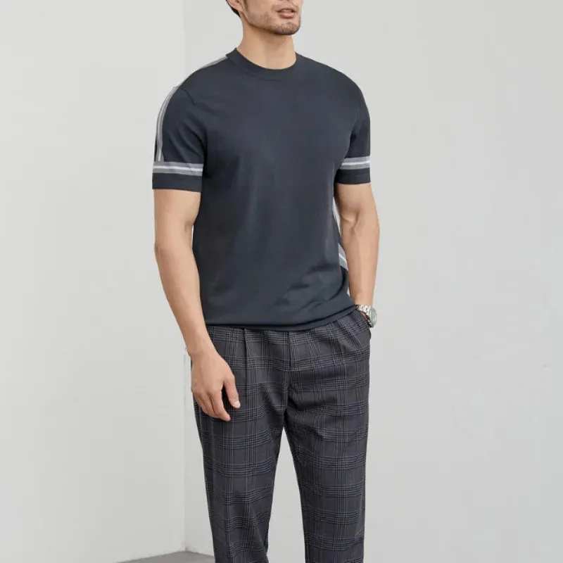 Hnzxzm Fashion Men Versatile Short Sleeve T-shirt Summer Male Clothes Korean Streetwear Casual O-Neck Basic Bottoming Ice Silk Thin Top