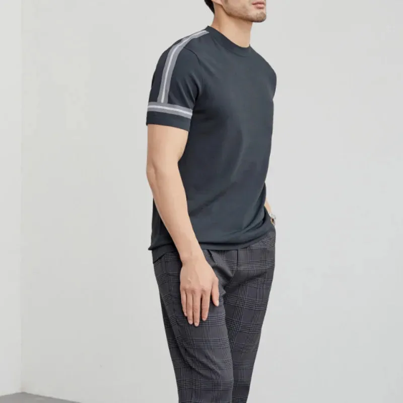 Hnzxzm Fashion Men Versatile Short Sleeve T-shirt Summer Male Clothes Korean Streetwear Casual O-Neck Basic Bottoming Ice Silk Thin Top