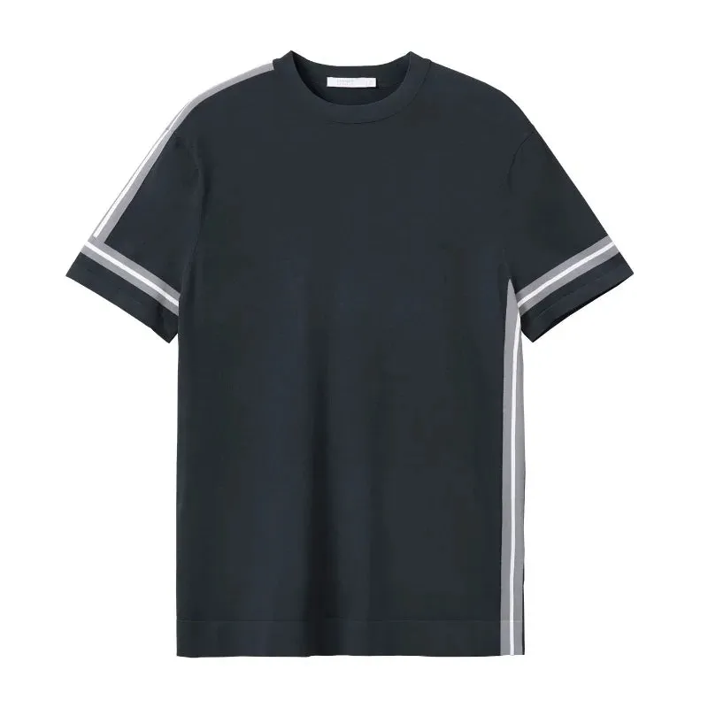 Hnzxzm Fashion Men Versatile Short Sleeve T-shirt Summer Male Clothes Korean Streetwear Casual O-Neck Basic Bottoming Ice Silk Thin Top