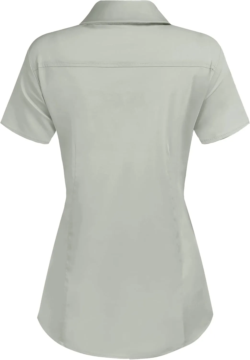 HOTOUCH Women's Basic Button Up Shirt Short Sleeve Stretchy Button Down Collared Shirts Waitress Work Shirt