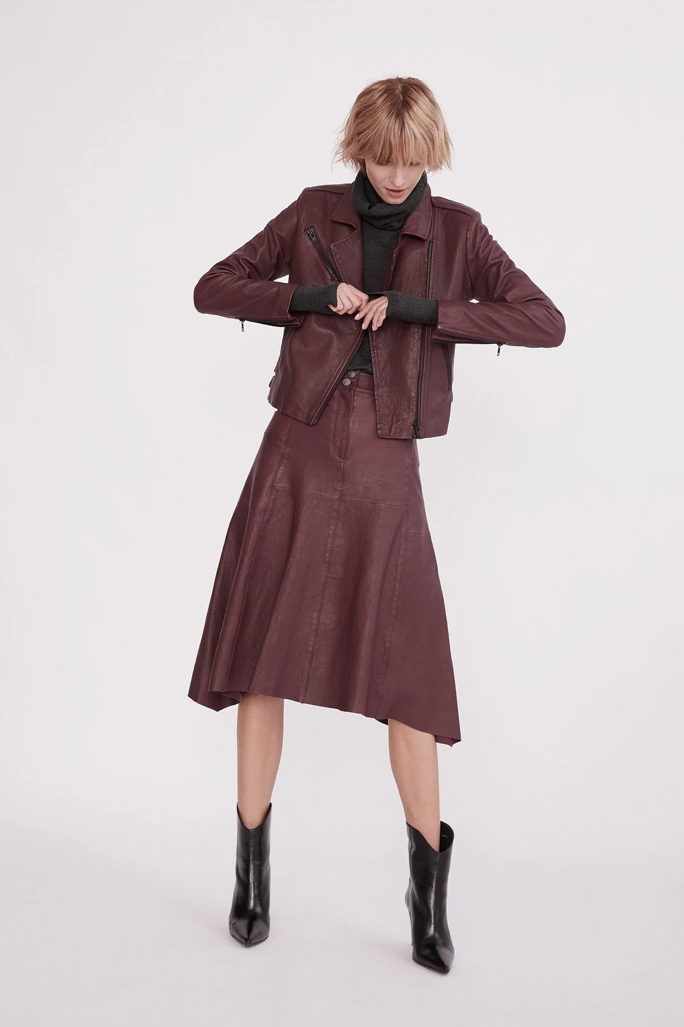 Hudson High-Rise Skirt Shiraz Leather