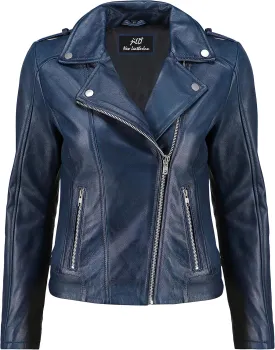 Jild Biker Style Vintage Leather Jacket Women - Casual Fashion Motorcycle Zip-Up Lightweight Coat Collar Women Leather Jacket