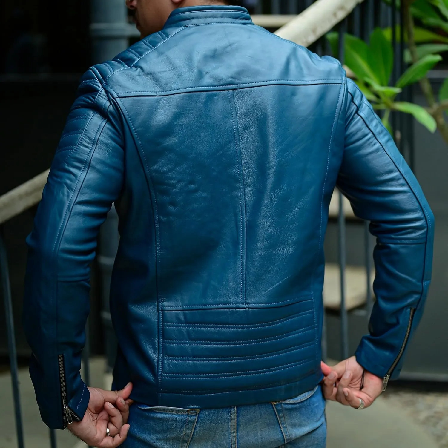 Jild Timeless Classic Leather Jacket Men - Biker Style Real Lambskin Caf Racer Vintage Look Motorcycle Jackets for Men