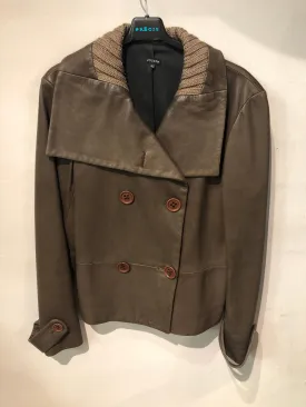 Joseph Brown Leather Jacket with Soft Collar Size 12 (42)