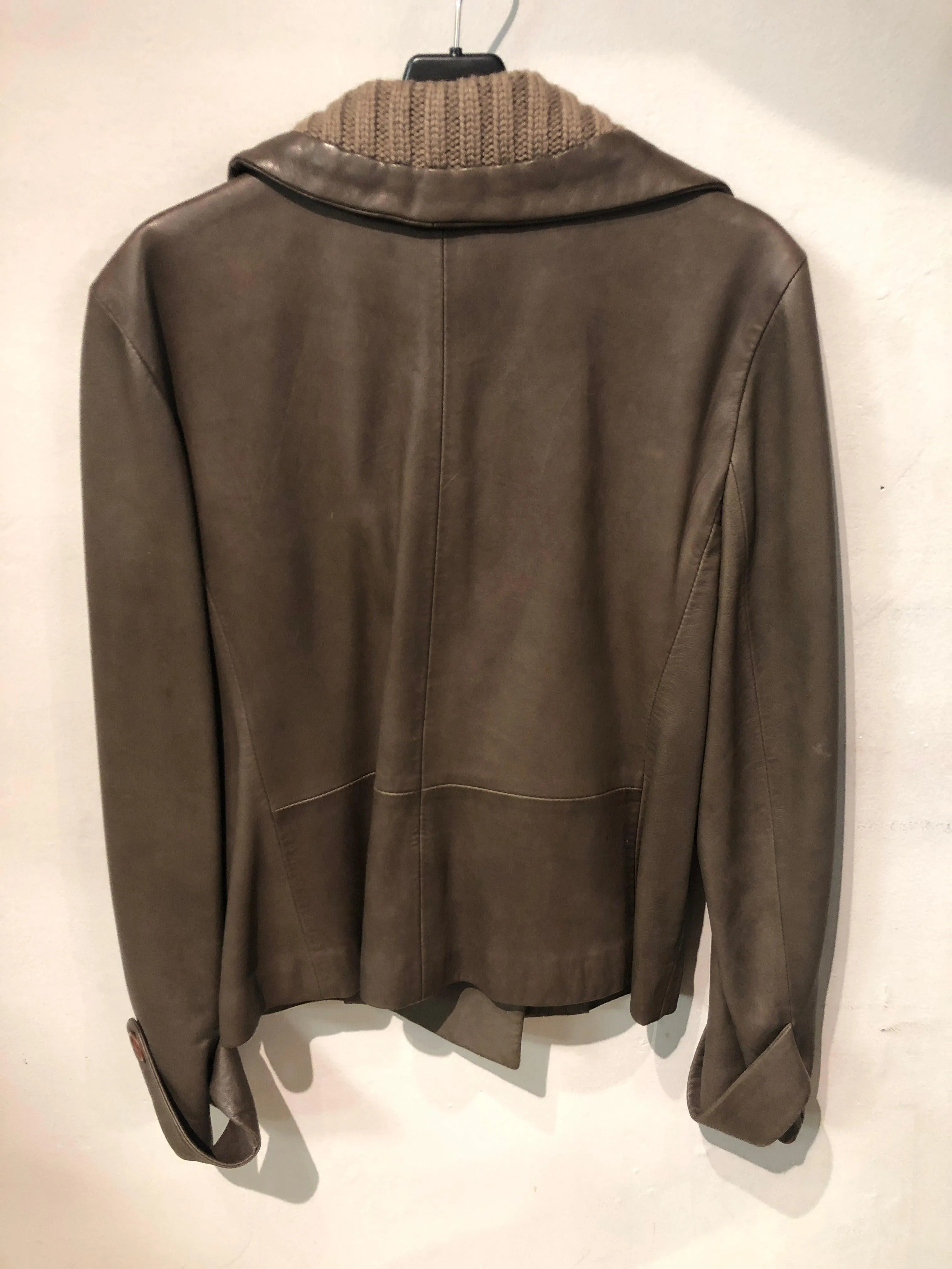 Joseph Brown Leather Jacket with Soft Collar Size 12 (42)