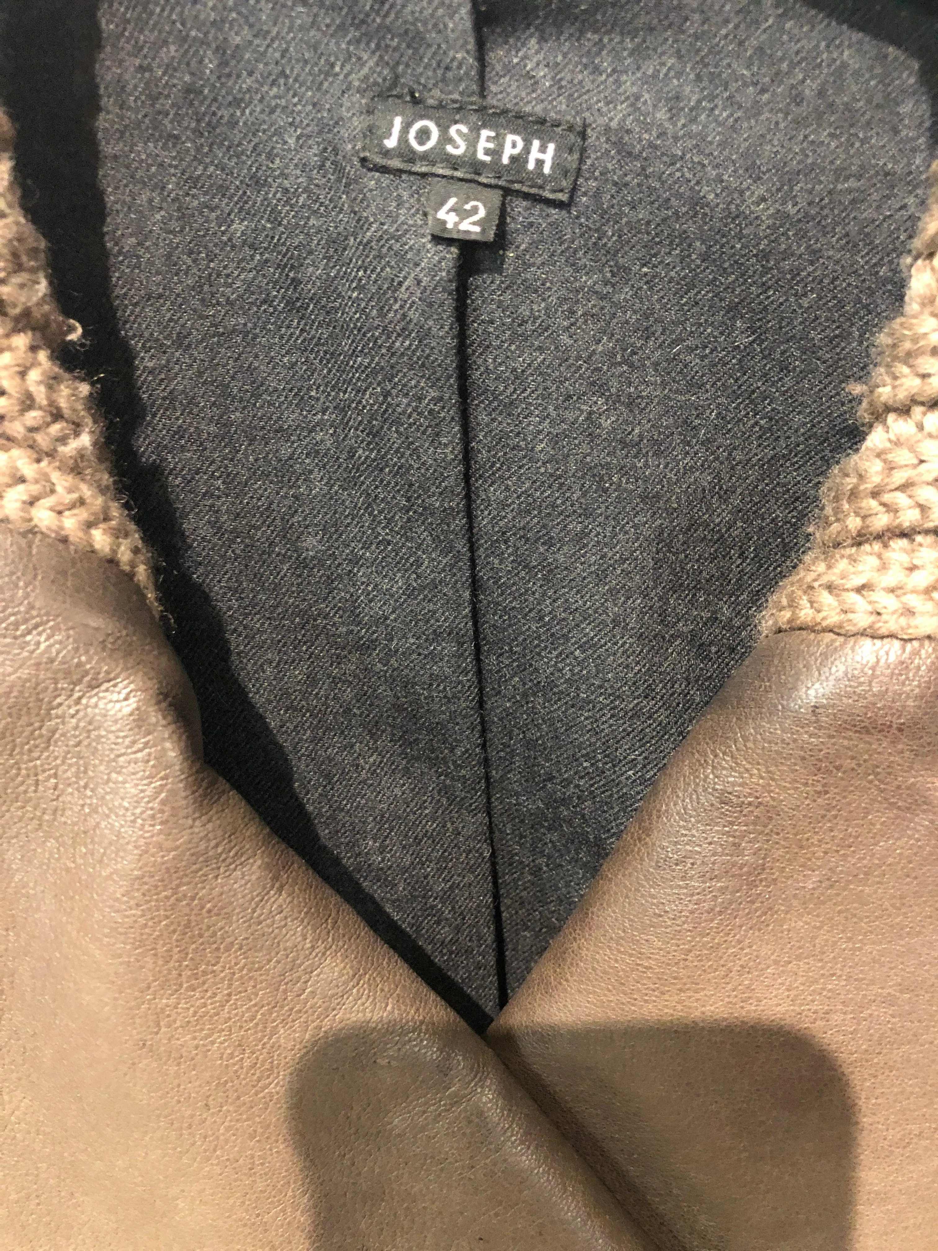 Joseph Brown Leather Jacket with Soft Collar Size 12 (42)