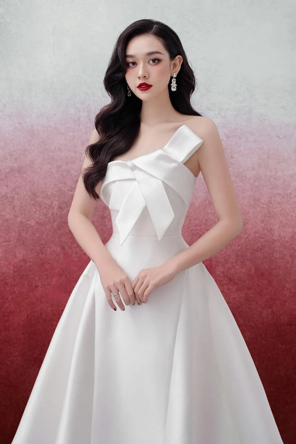 Lona Strapless Draped Trerena Taffeta Midi Dress