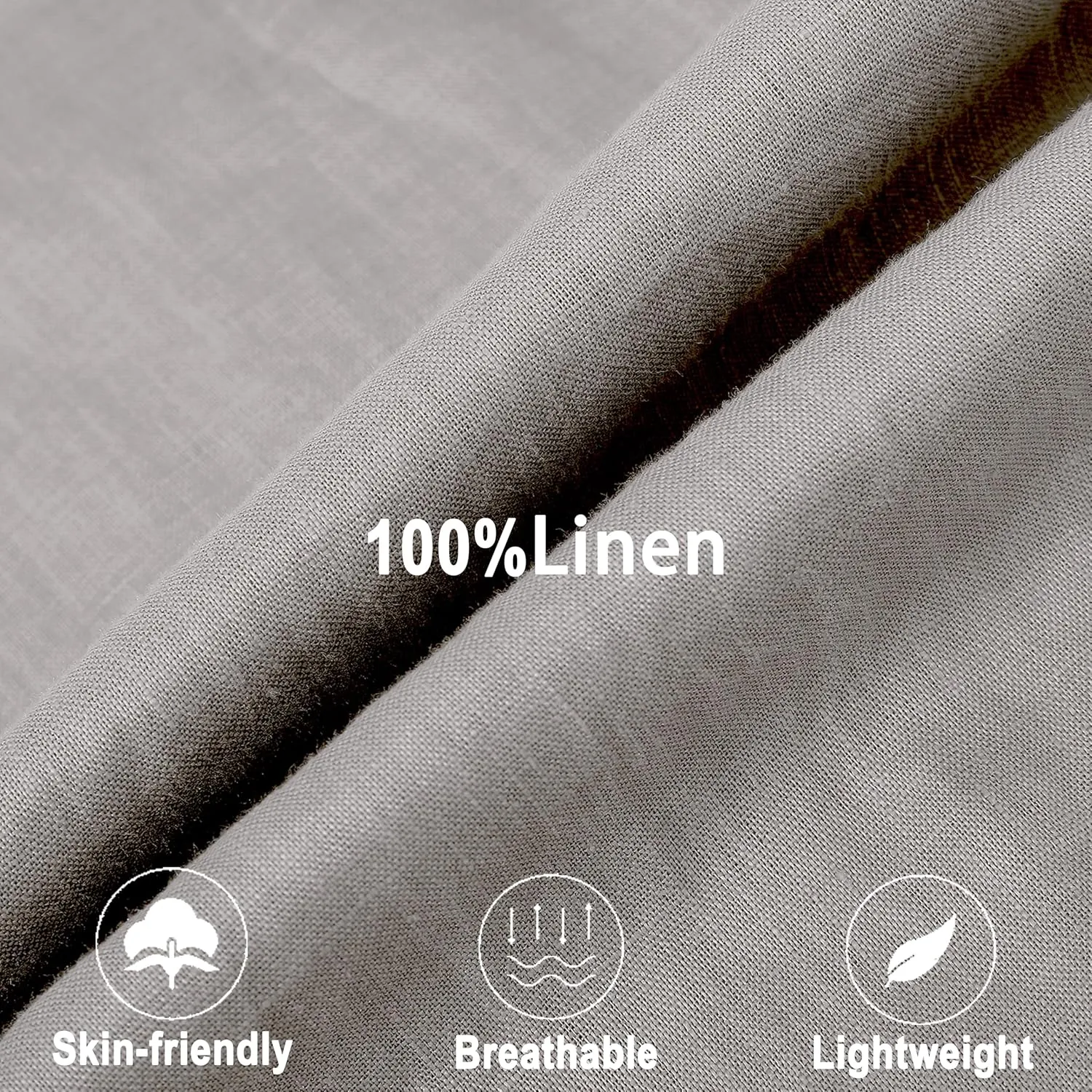 Men's 100% Linen Shirt Casual Long Sleeve Button-Down Shirt for Men Lightweight Linen Shirt with Pockets