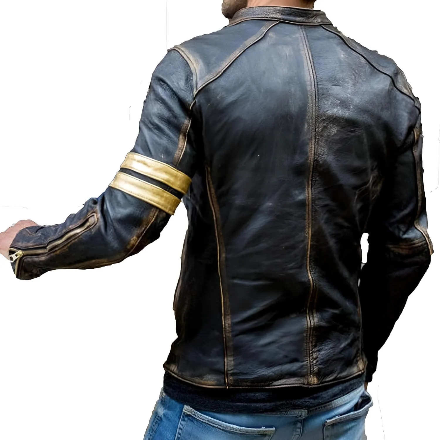 Mens Elite Vintage Motorcycle Caf Racer Jacket - Distressed Lambskin Leather Jacket