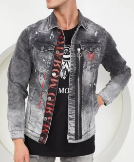 Men's Grey Denim Jacket Unique Design by Mario Morato | Slim Wear | 2572