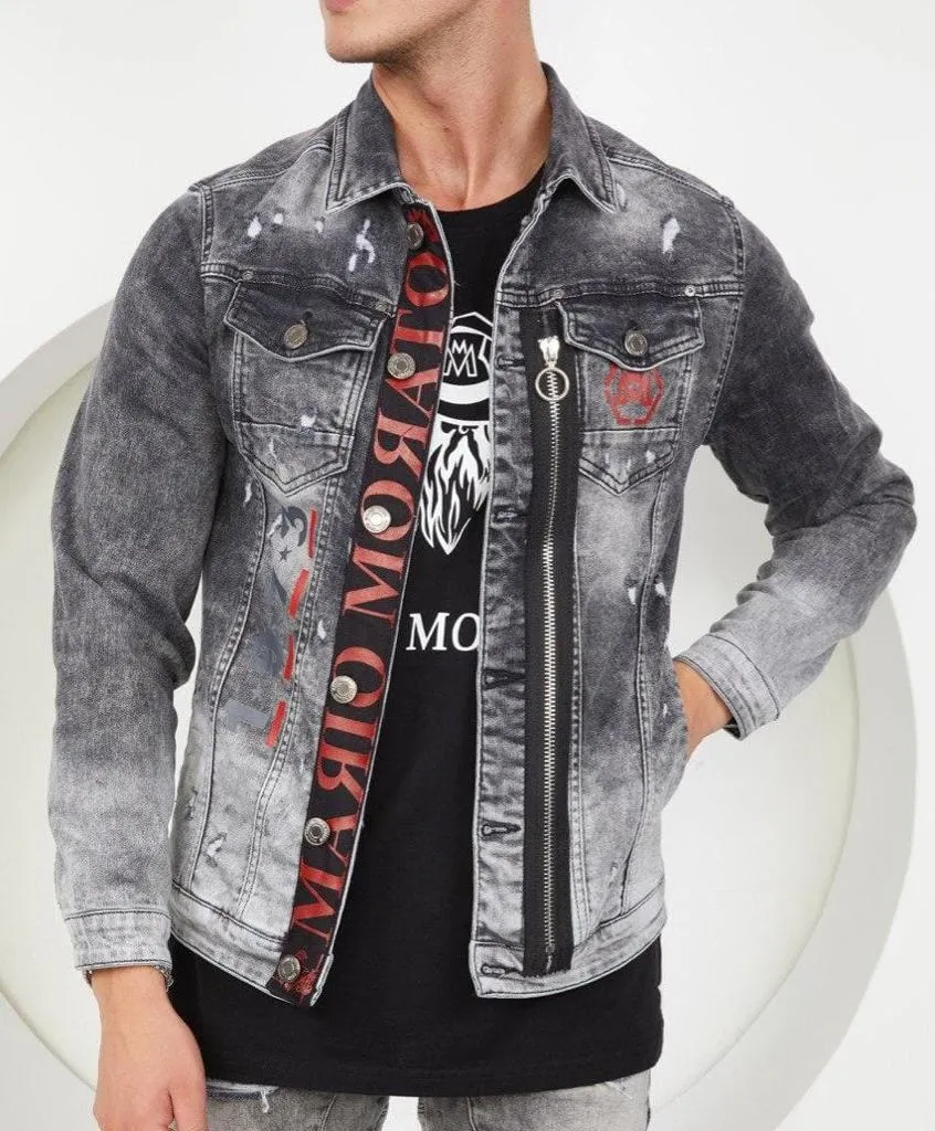 Men's Grey Denim Jacket Unique Design by Mario Morato | Slim Wear | 2572