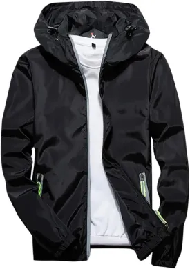 Men's Jacket Winter Rain Plus Size Jacket Windbreaker Lightweight Shell Raincoat With Hood For Golf Hiking Travel, M-7XL