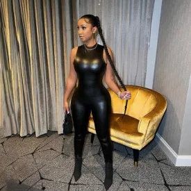 Meow Leather Tight Bodysuit