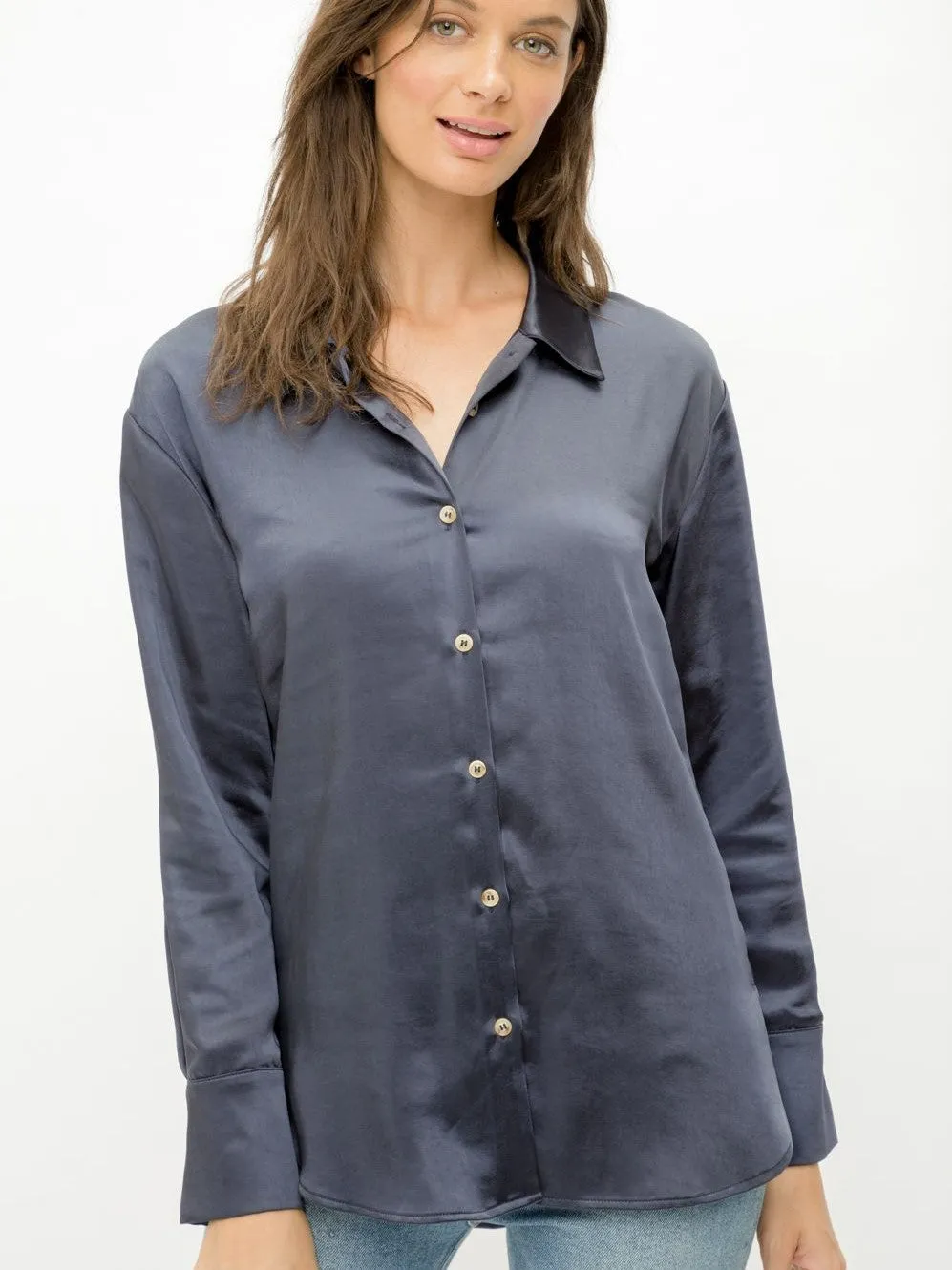 Mystree Silk Button Down Shirt Mystree 19428