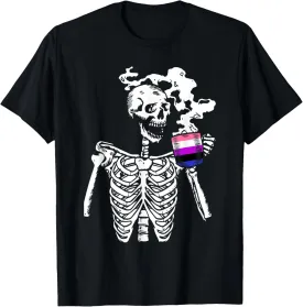 Neutral Skeleton Non Binary Genderless - Pride Gender Fluid T-Shirt