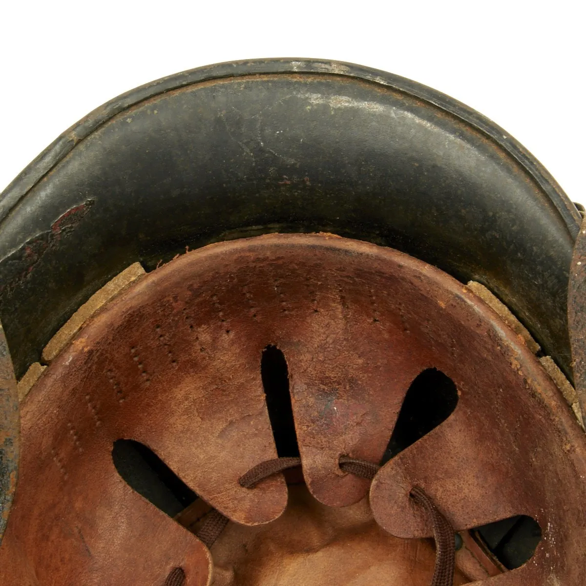 Original German WWII M34 Square Dip Civic Police Helmet - Double Decal