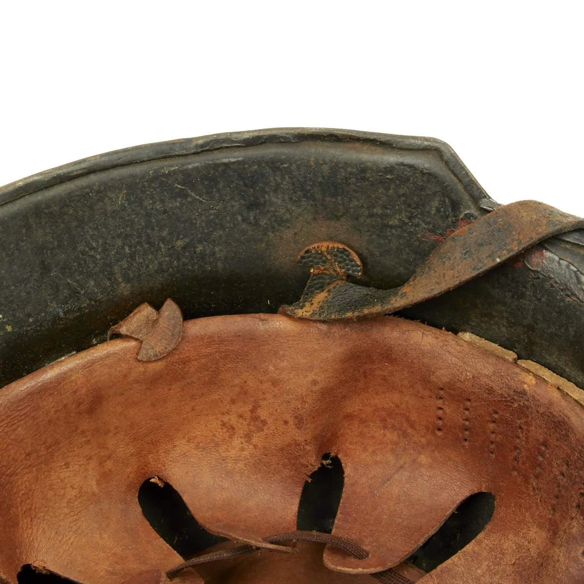 Original German WWII M34 Square Dip Civic Police Helmet - Double Decal