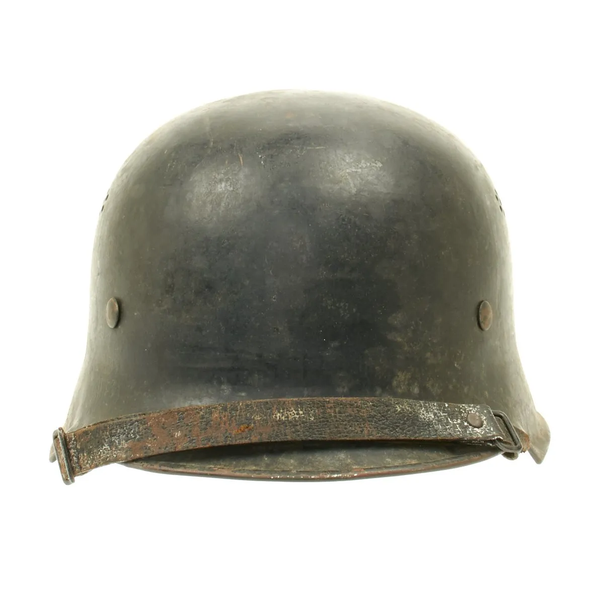 Original German WWII M34 Square Dip Civic Police Helmet - Double Decal