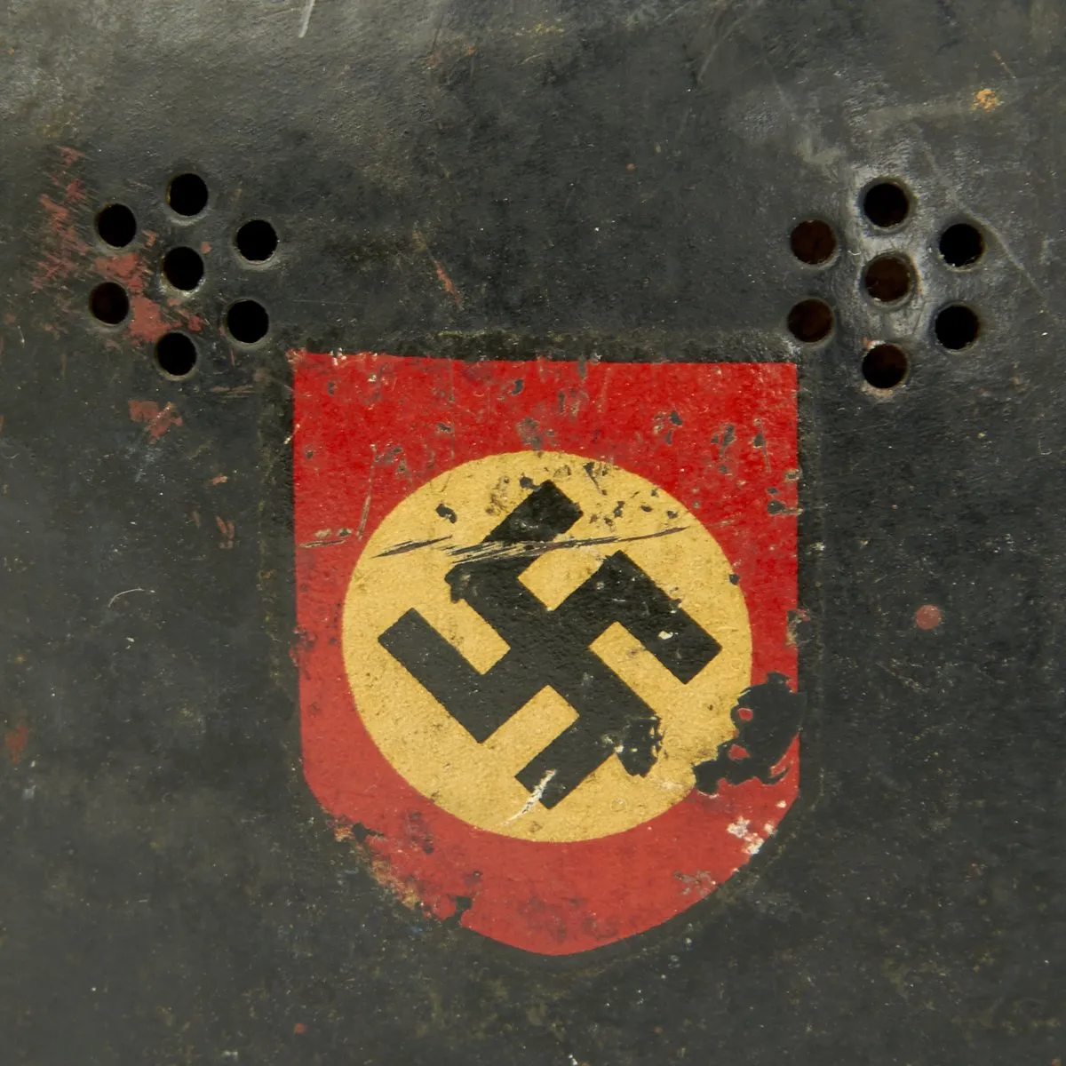 Original German WWII M34 Square Dip Civic Police Helmet - Double Decal