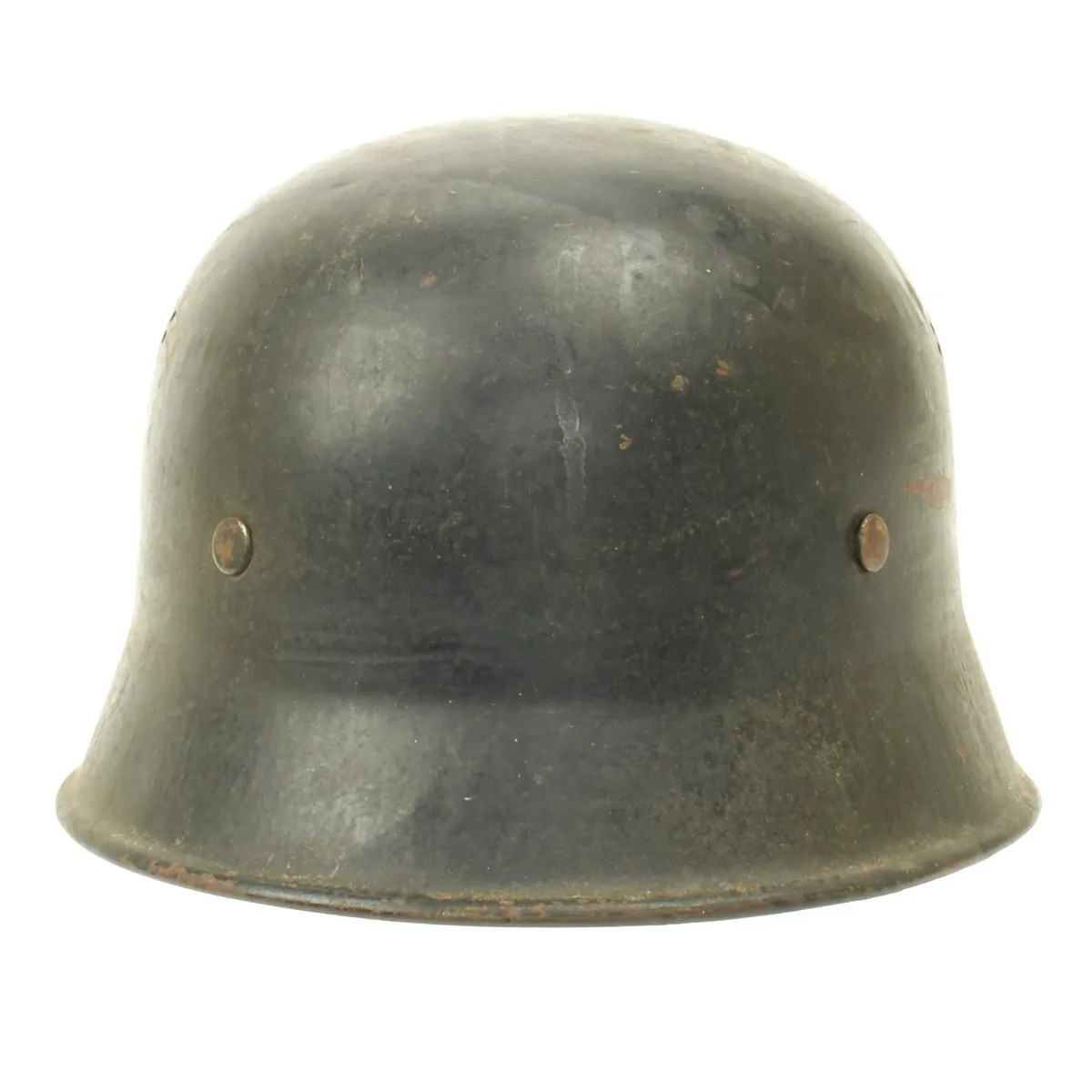 Original German WWII M34 Square Dip Civic Police Helmet - Double Decal