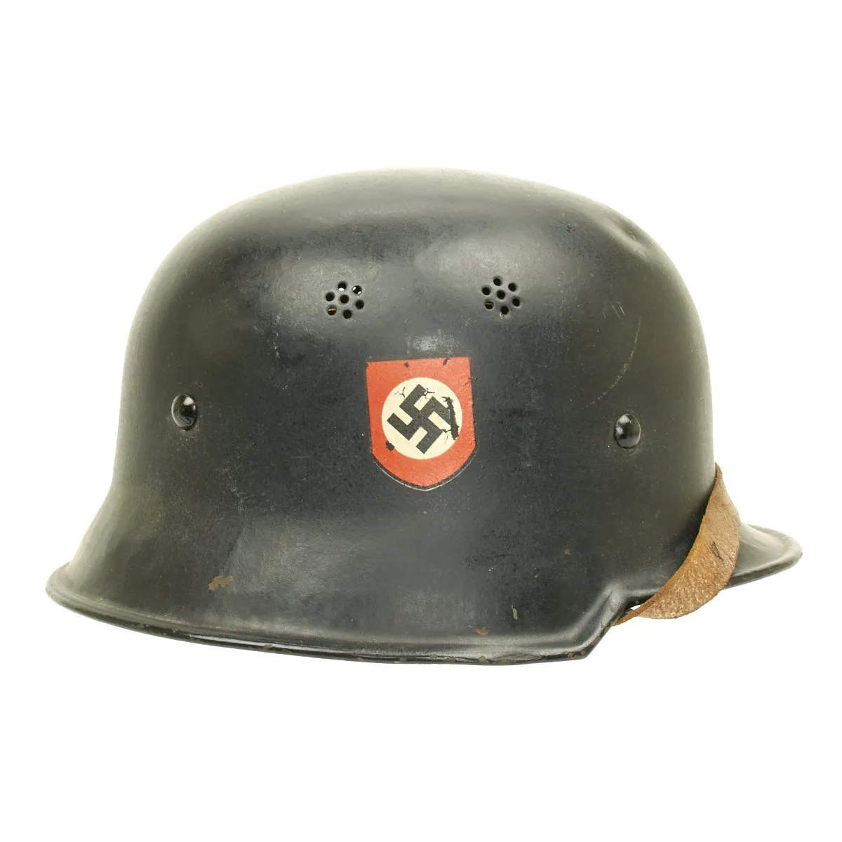 Original German WWII M34 Square Dip NSDAP Civic Police Helmet - Excellent Condition