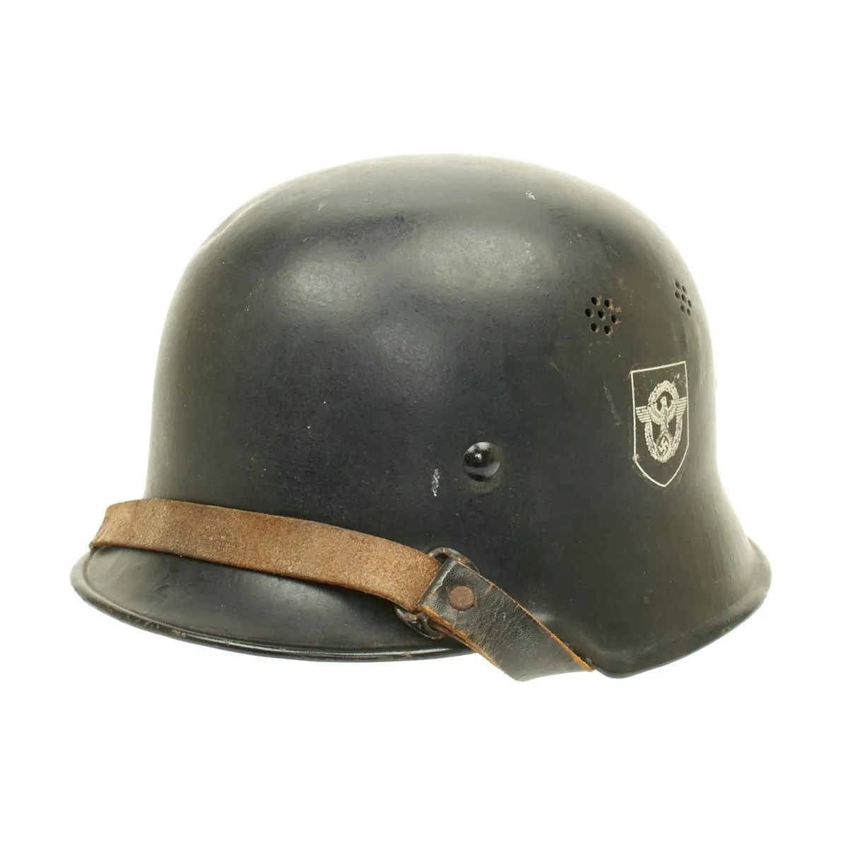 Original German WWII M34 Square Dip NSDAP Civic Police Helmet - Excellent Condition