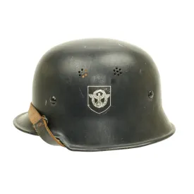 Original German WWII M34 Square Dip NSDAP Civic Police Helmet - Excellent Condition
