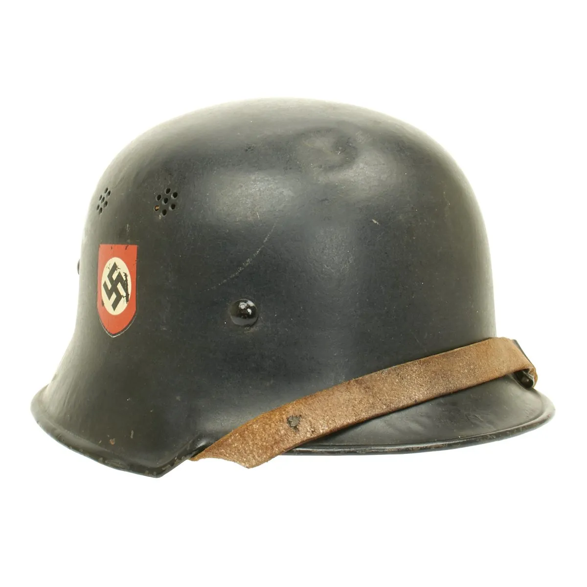 Original German WWII M34 Square Dip NSDAP Civic Police Helmet - Excellent Condition