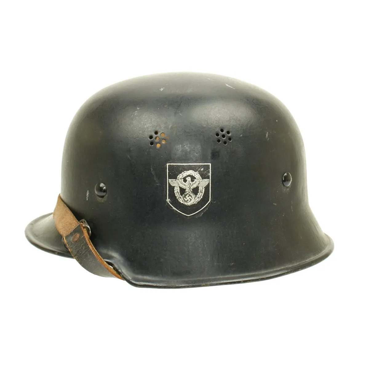 Original German WWII M34 Square Dip NSDAP Civic Police Helmet - Excellent Condition