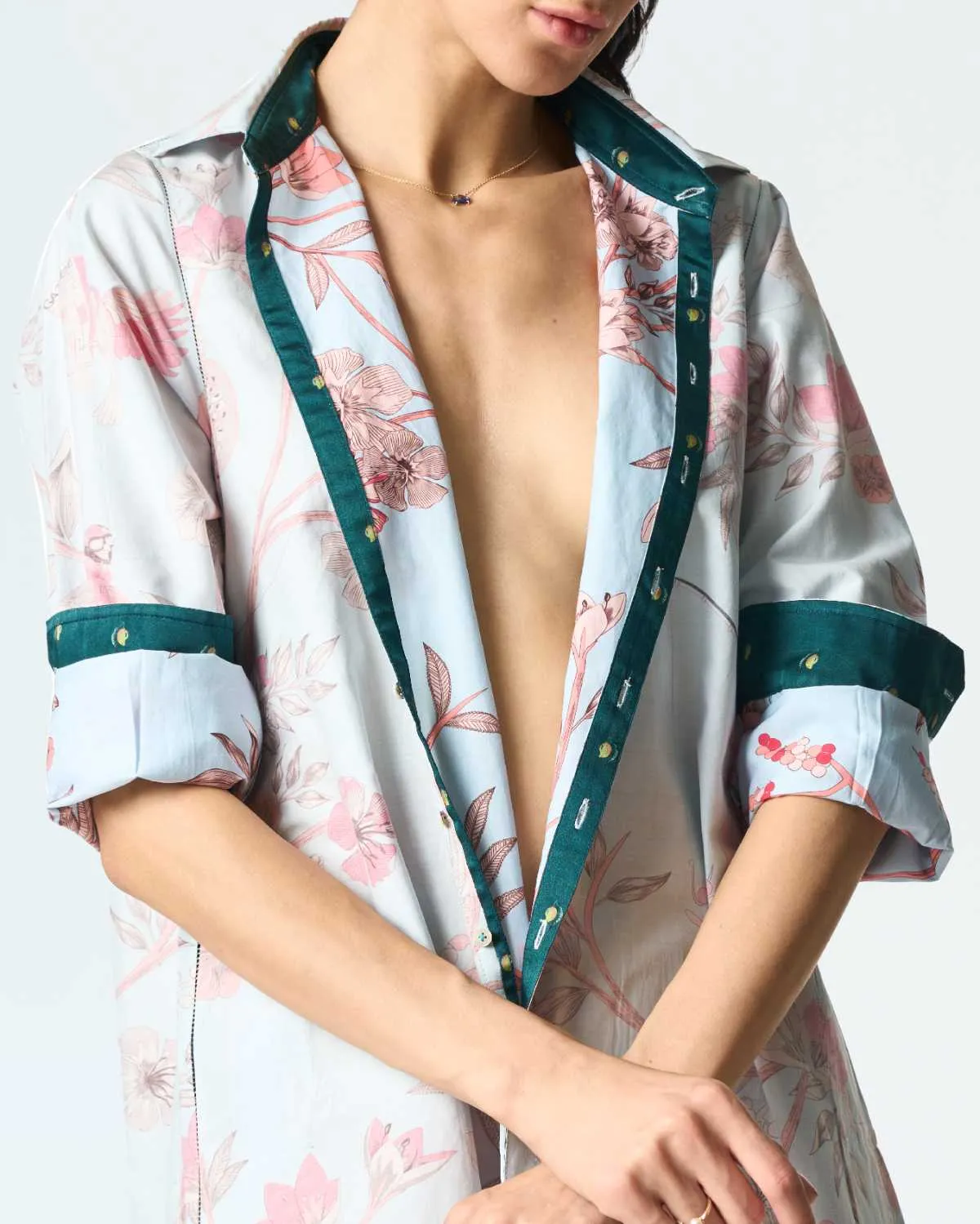 Oversized Shirt Cotton Silk Ice Blue