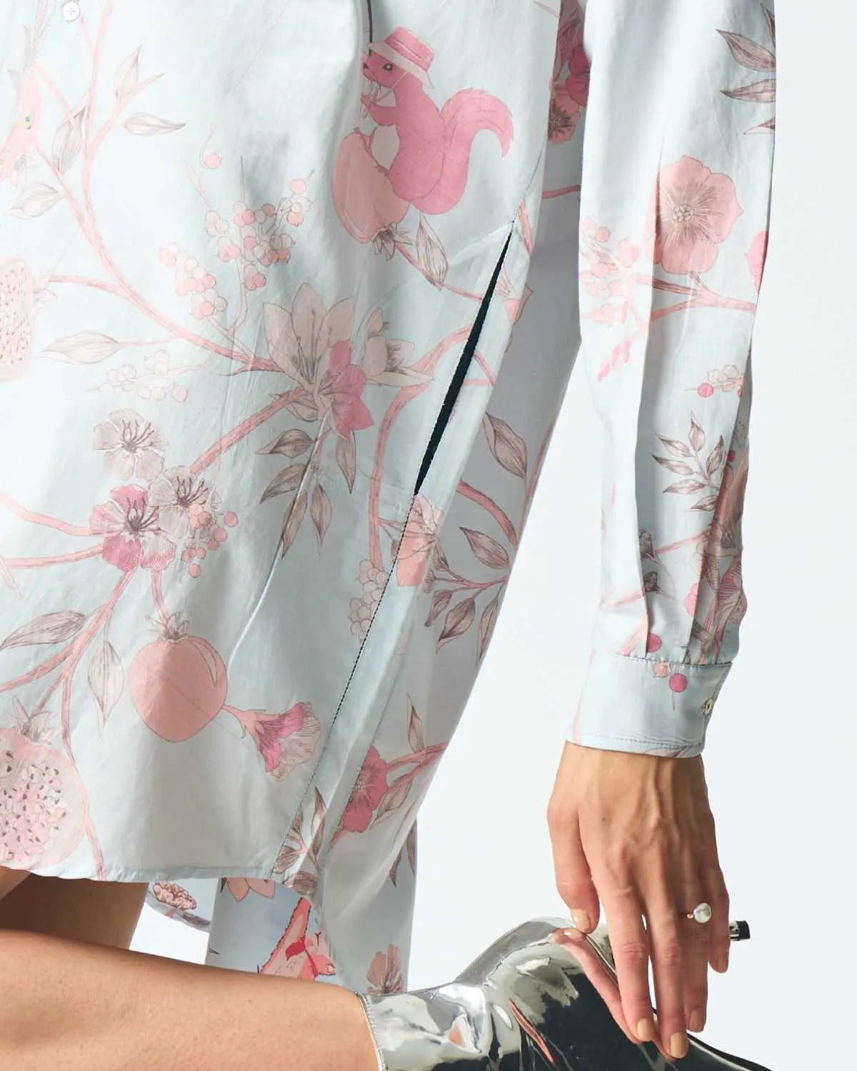 Oversized Shirt Cotton Silk Ice Blue