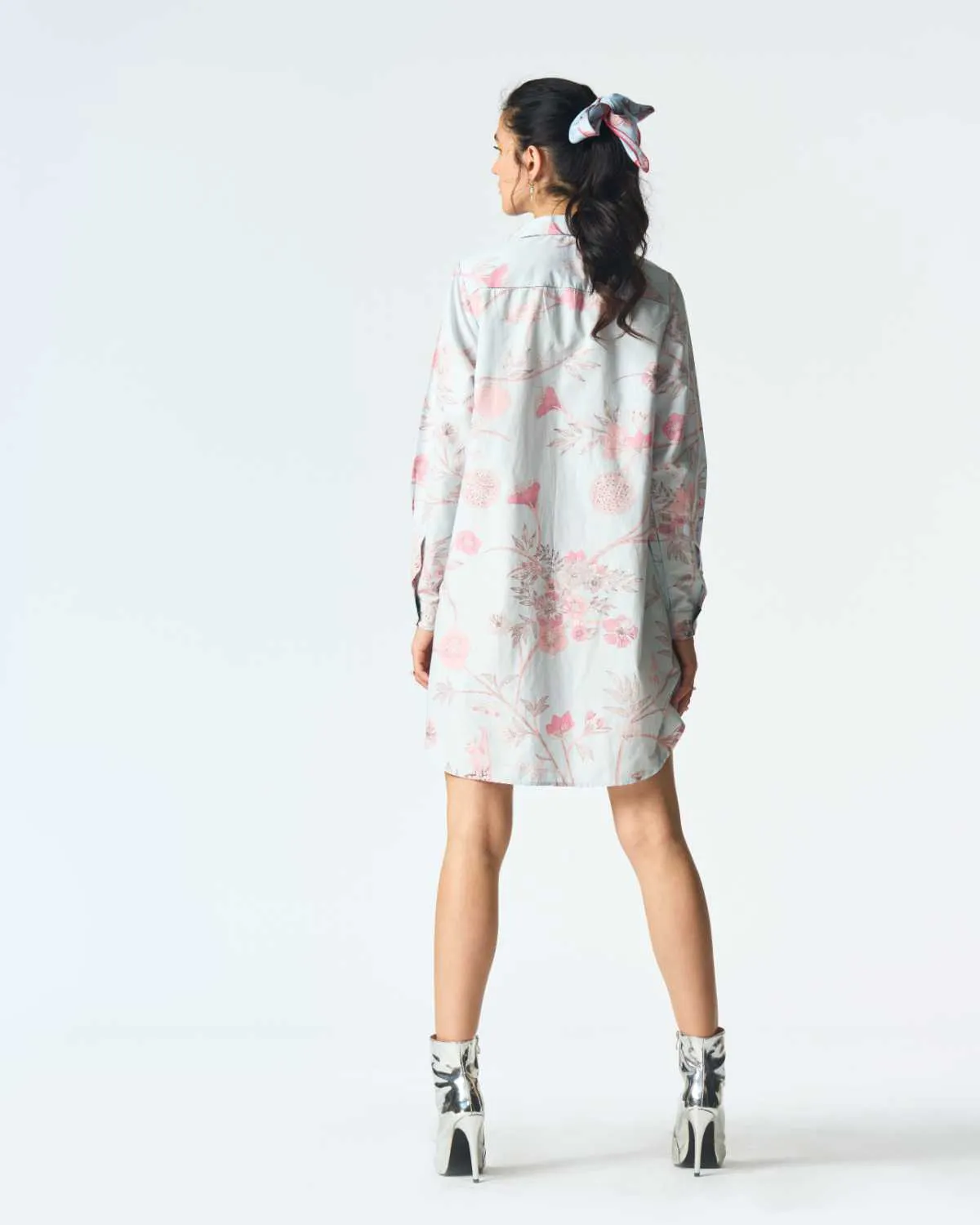 Oversized Shirt Cotton Silk Ice Blue