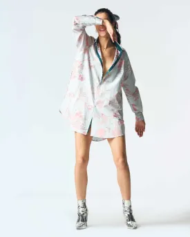 Oversized Shirt Cotton Silk Ice Blue
