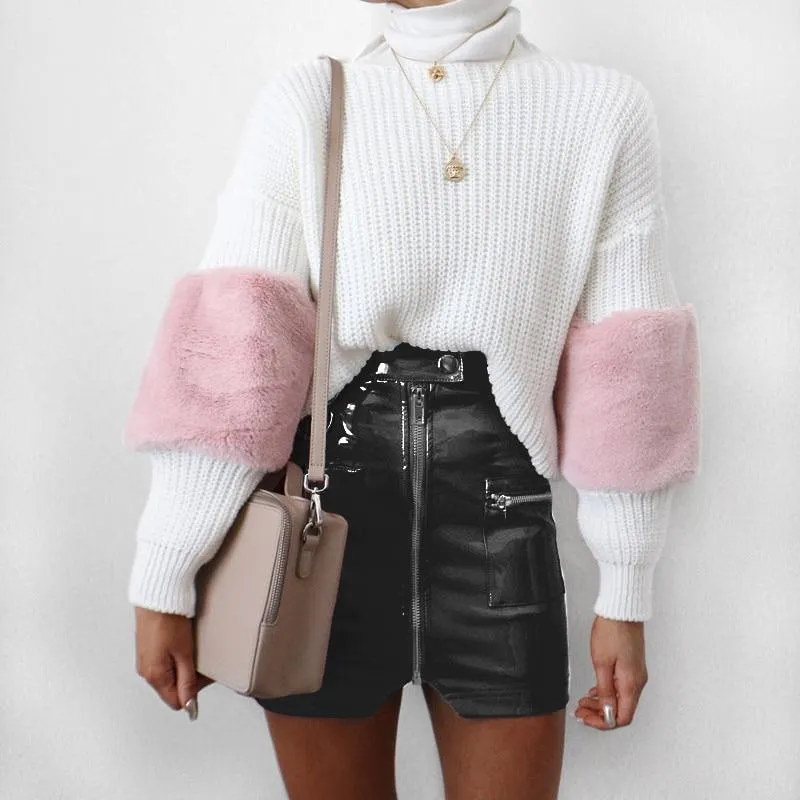 Pink Leather Mini Skirt
