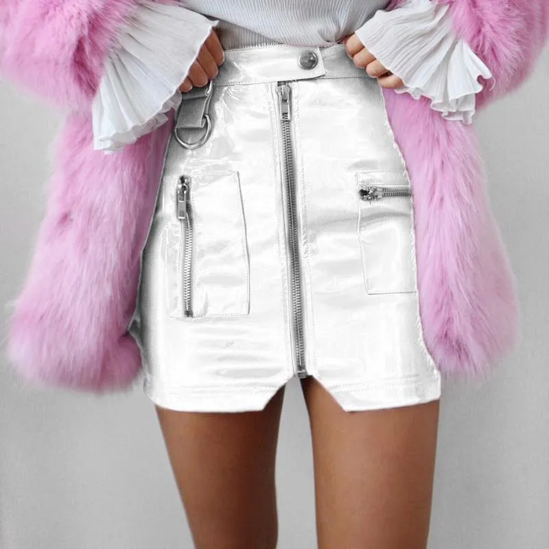 Pink Leather Mini Skirt
