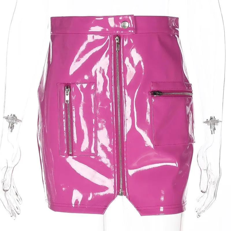 Pink Leather Mini Skirt