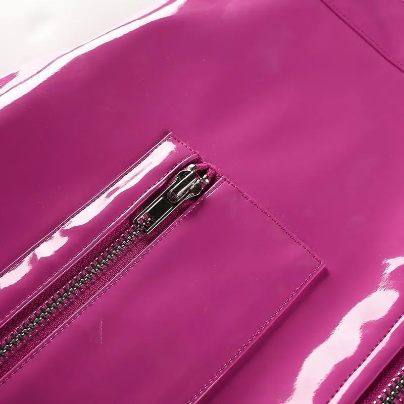Pink Leather Mini Skirt