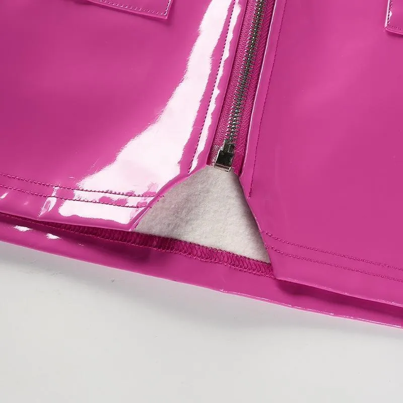 Pink Leather Mini Skirt