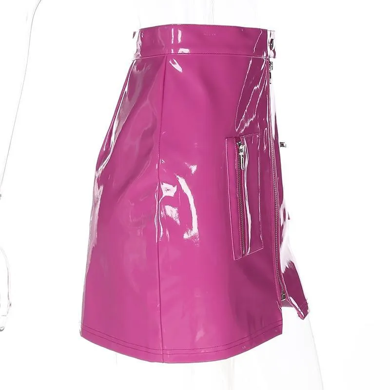 Pink Leather Mini Skirt