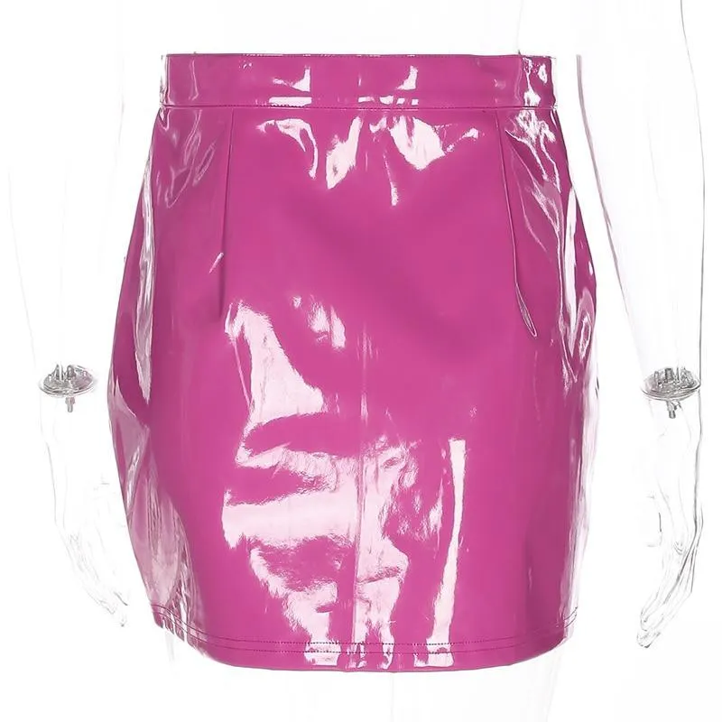 Pink Leather Mini Skirt