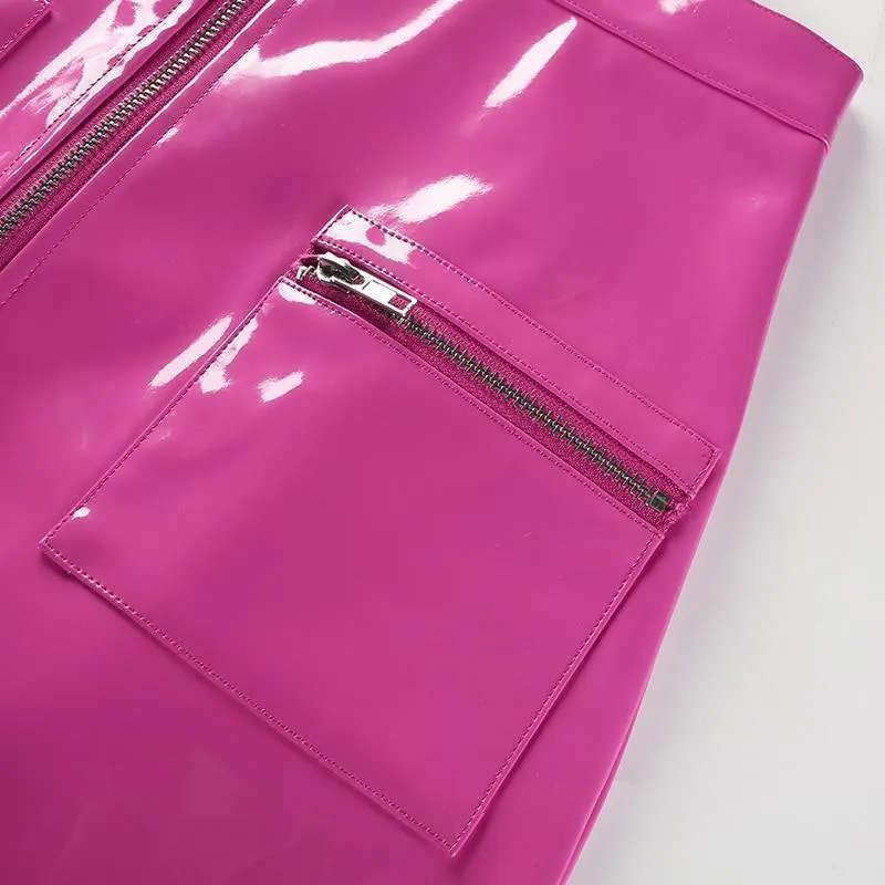 Pink Leather Mini Skirt