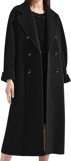 Plus Size Women's Mid-Length Double Breasted Overcoat Trench Jacket Stylish Fit Outdoor Wear Windbreaker
