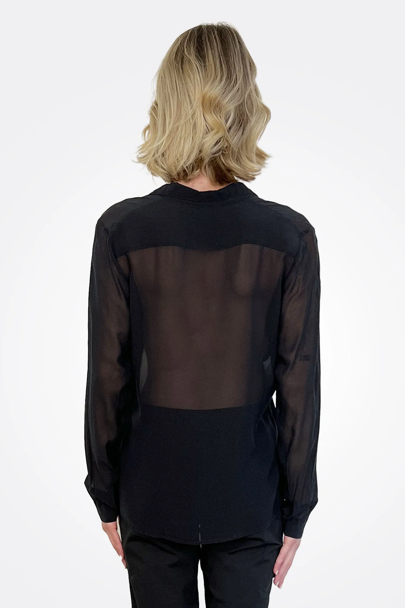 Pocket Silk Button Down - Black