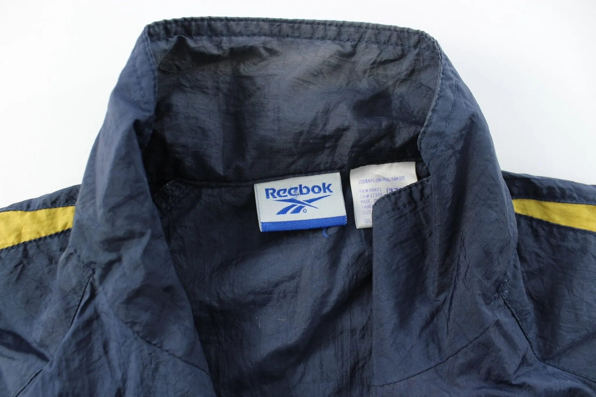 Reebok Embroidered Logo Navy Blue & Yellow Zip Up Jacket