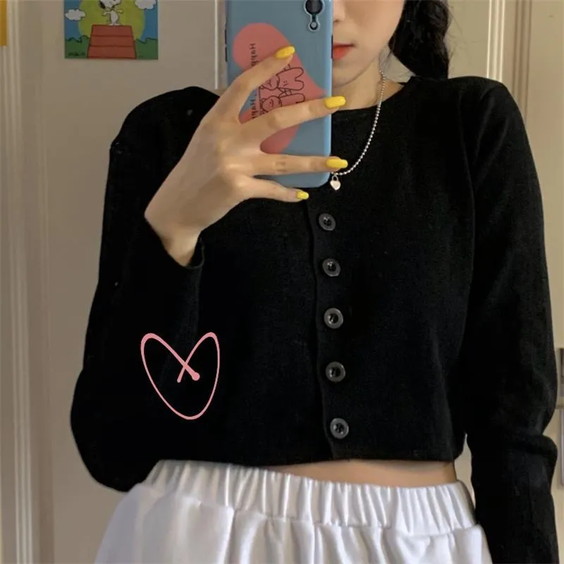 Retro Solid Colors Thin Cropped Cardigan