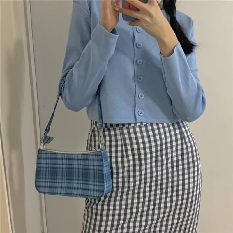 Retro Solid Colors Thin Cropped Cardigan